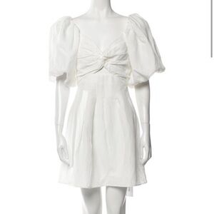 Astr White Mini Dress with Puff Sleeves